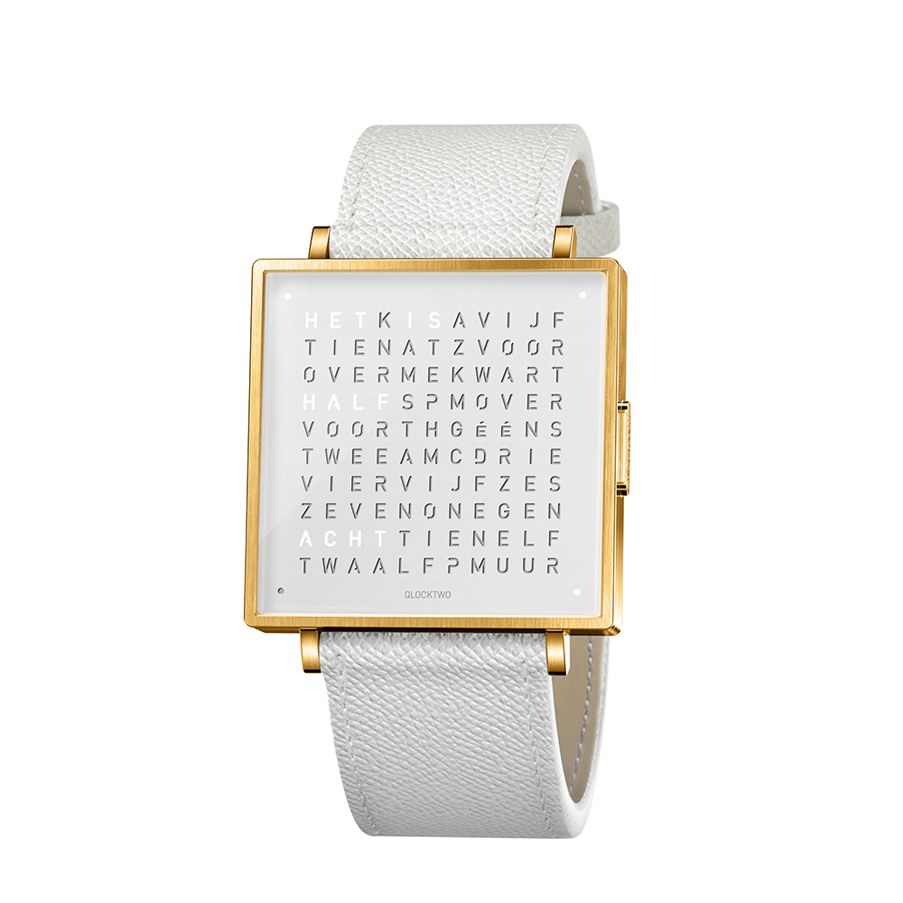 Qlocktwo W39 Gold White horloge