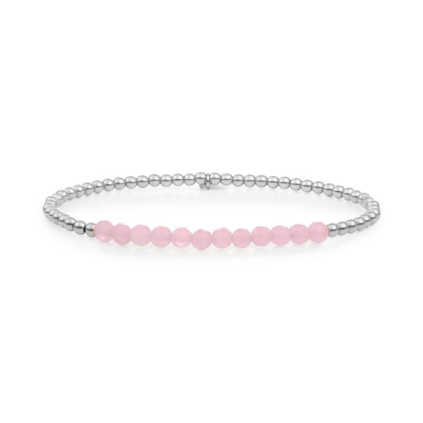Sparkling Jewels Universe zilveren armband met roze kwarts