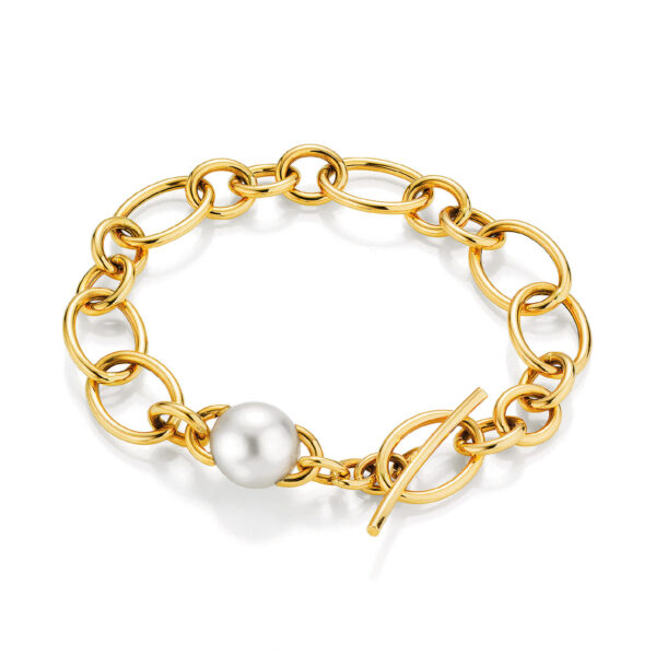 Yana Nesper armband Balthasar geelgoud met Zuidzee parel