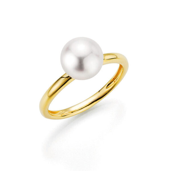 Yana Nesper ring New Basics, geelgoud met Akoya parel